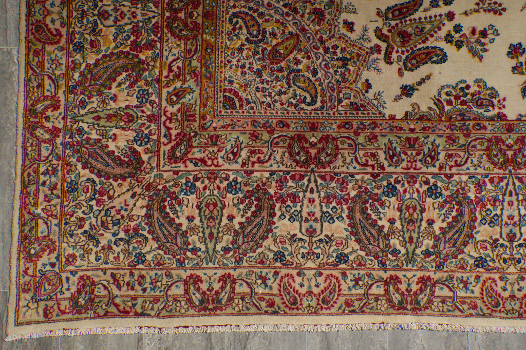 9.8 x 14 Authentic Semi-Antique Persian Kerman Rug Estate Carpet #F-3181