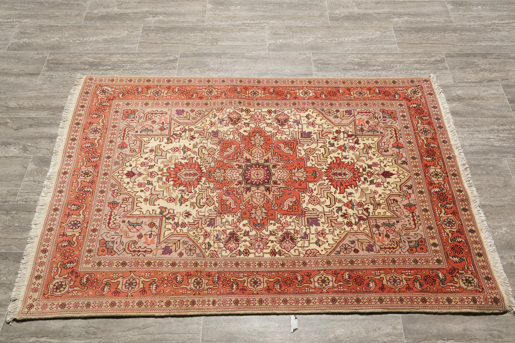3.6 x 5 Authentic Persian Tabriz Rug Fine quality 400 KPSI Geometric #F-4232