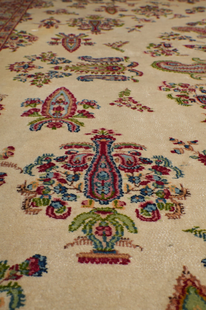 9.8 x 14 Authentic Semi-Antique Persian Kerman Rug Estate Carpet #F-3181
