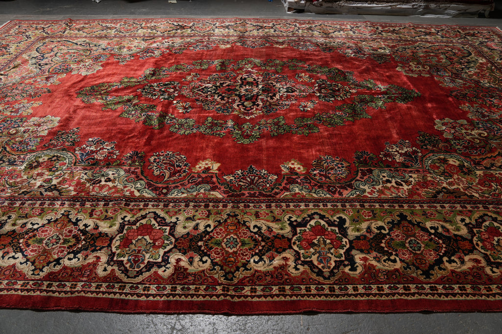 13 x 19 Persian Sarouk Kerman Rug Open Field 1960's Iran #F-4506