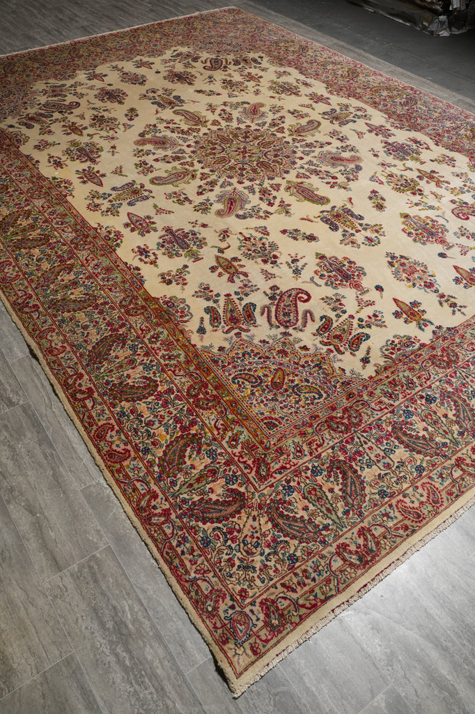 9.8 x 14 Authentic Semi-Antique Persian Kerman Rug Estate Carpet #F-3181