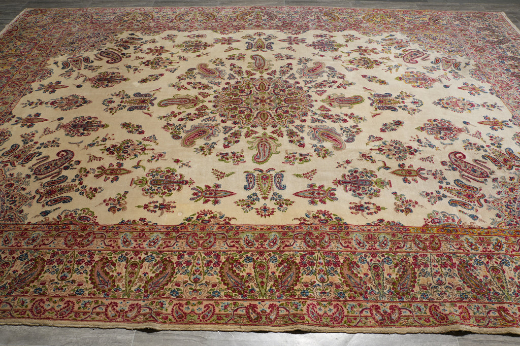 9.8 x 14 Authentic Semi-Antique Persian Kerman Rug Estate Carpet #F-3181