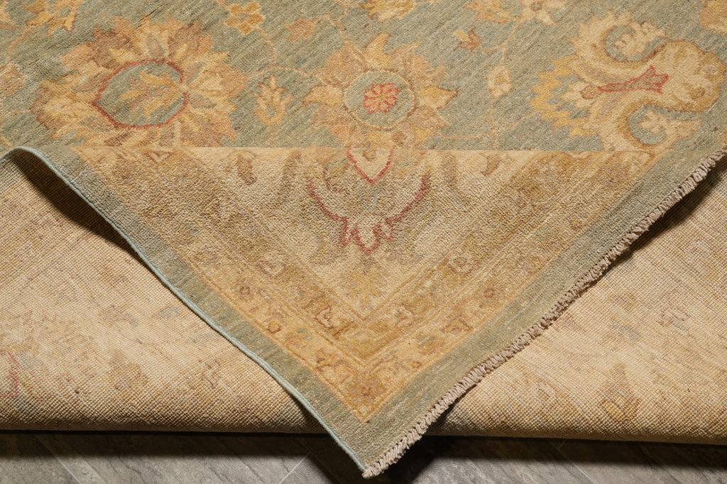 8.10 x 12 Chobi Peshawar handmade Rug Neutral Green Gold #F-4233