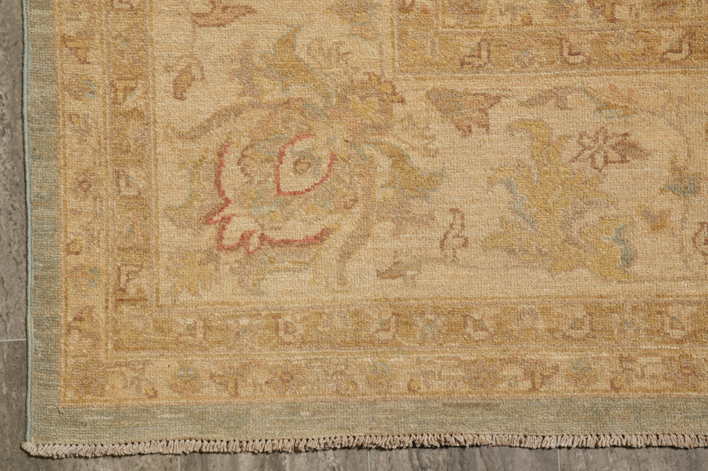 8.10 x 12 Chobi Peshawar handmade Rug Neutral Green Gold #F-4233