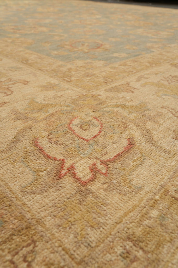 8.10 x 12 Chobi Peshawar handmade Rug Neutral Green Gold #F-4233