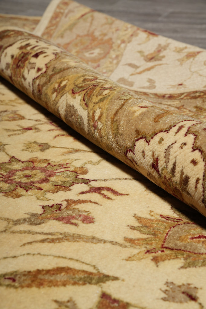 6 x 9 Beige, Green Hand-Knotted Agra Rug #PIX-15573