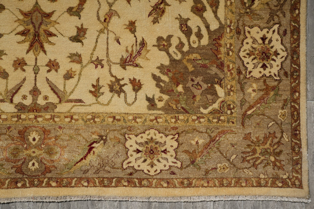 6 x 9 Beige, Green Hand-Knotted Agra Rug #PIX-15573