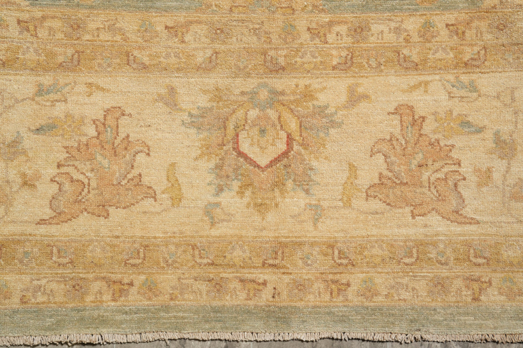 8.10 x 12 Chobi Peshawar handmade Rug Neutral Green Gold #F-4233