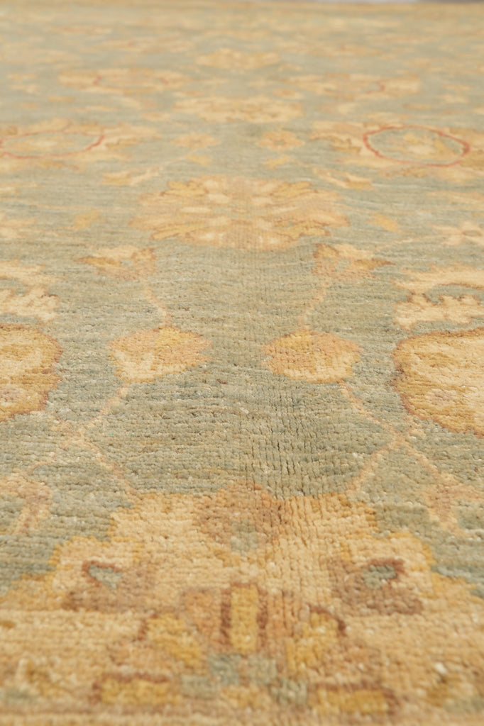 8.10 x 12 Chobi Peshawar handmade Rug Neutral Green Gold #F-4233