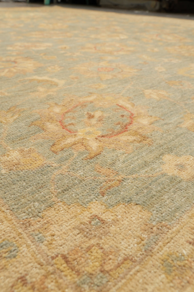 8.10 x 12 Chobi Peshawar handmade Rug Neutral Green Gold #F-4233