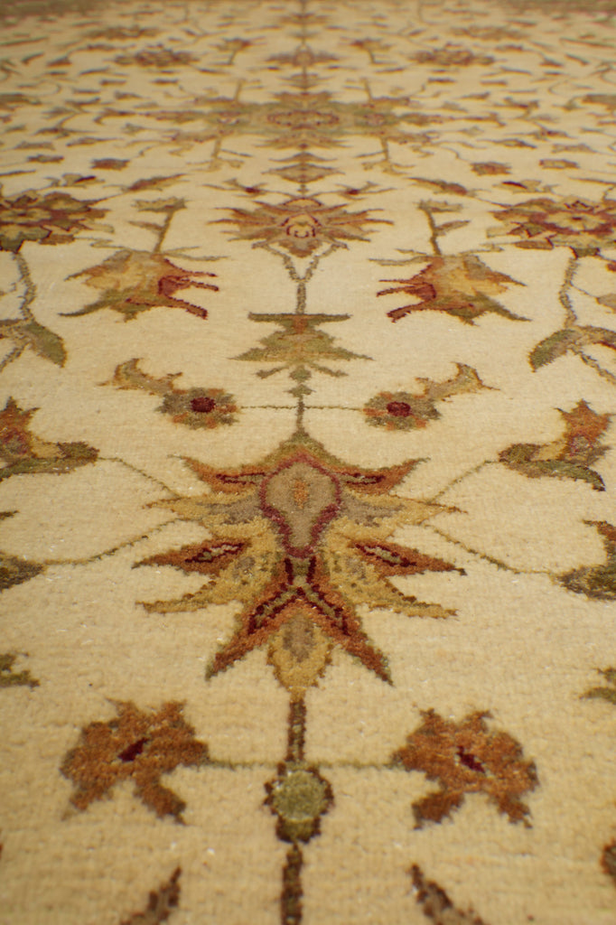 6 x 9 Beige, Green Hand-Knotted Agra Rug #PIX-15573