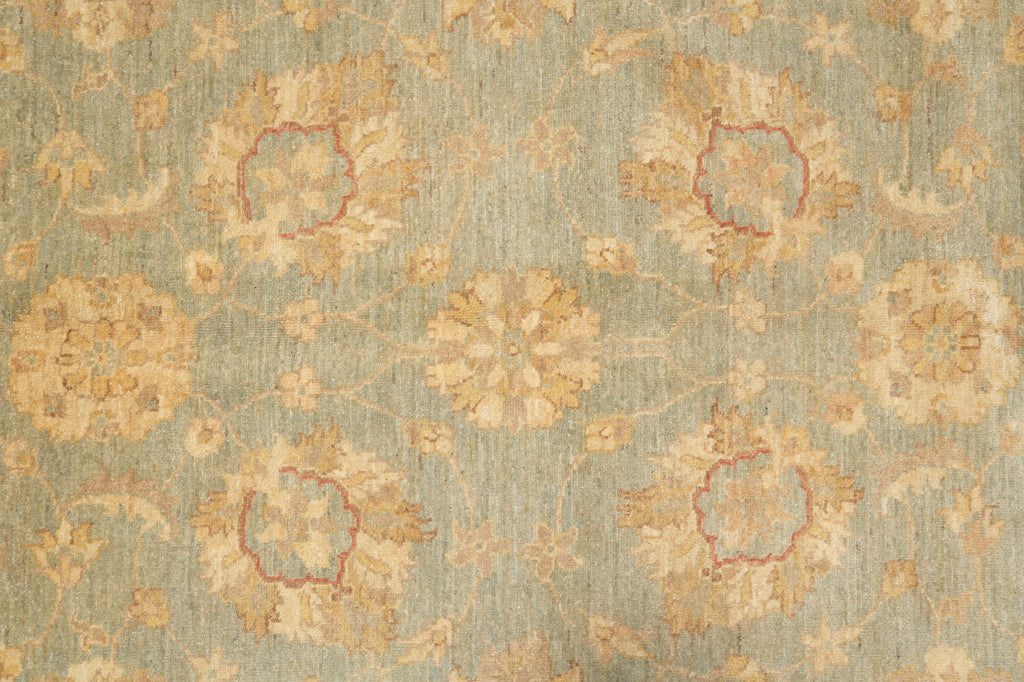 8.10 x 12 Chobi Peshawar handmade Rug Neutral Green Gold #F-4233