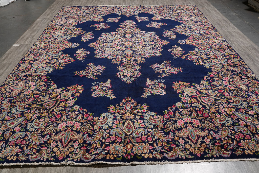 9.8 x 13.5 Persian Kerman Rug Blue #F-4507