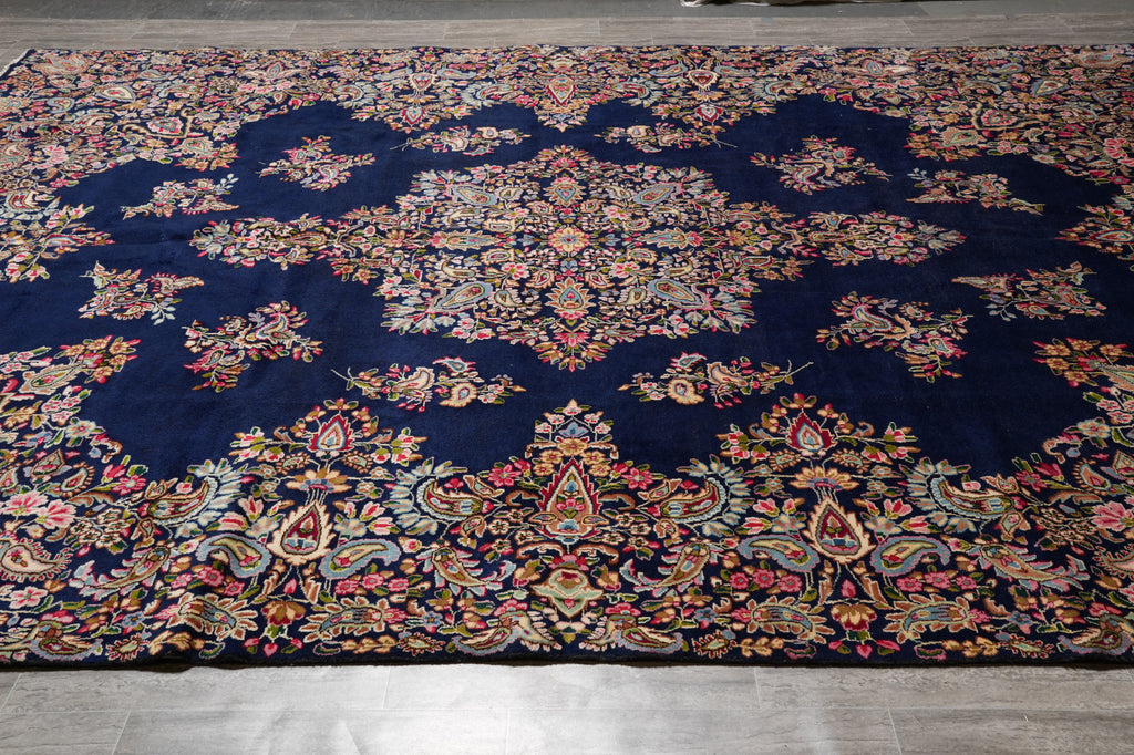 9.8 x 13.5 Persian Kerman Rug Blue #F-4507