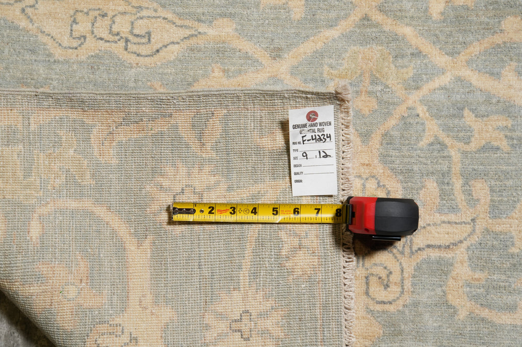 9 x 12 Light Blue Neutrals Handmade Chobi Rug #F-4234