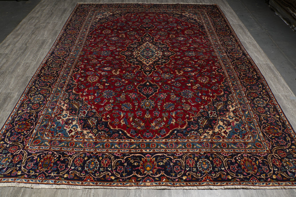 9 x 12.3 Traditional Persian Kashan Classic Rug #F-3186