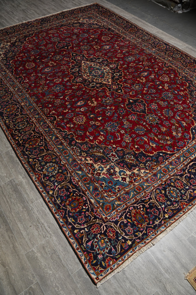 9 x 12.3 Traditional Persian Kashan Classic Rug #F-3186
