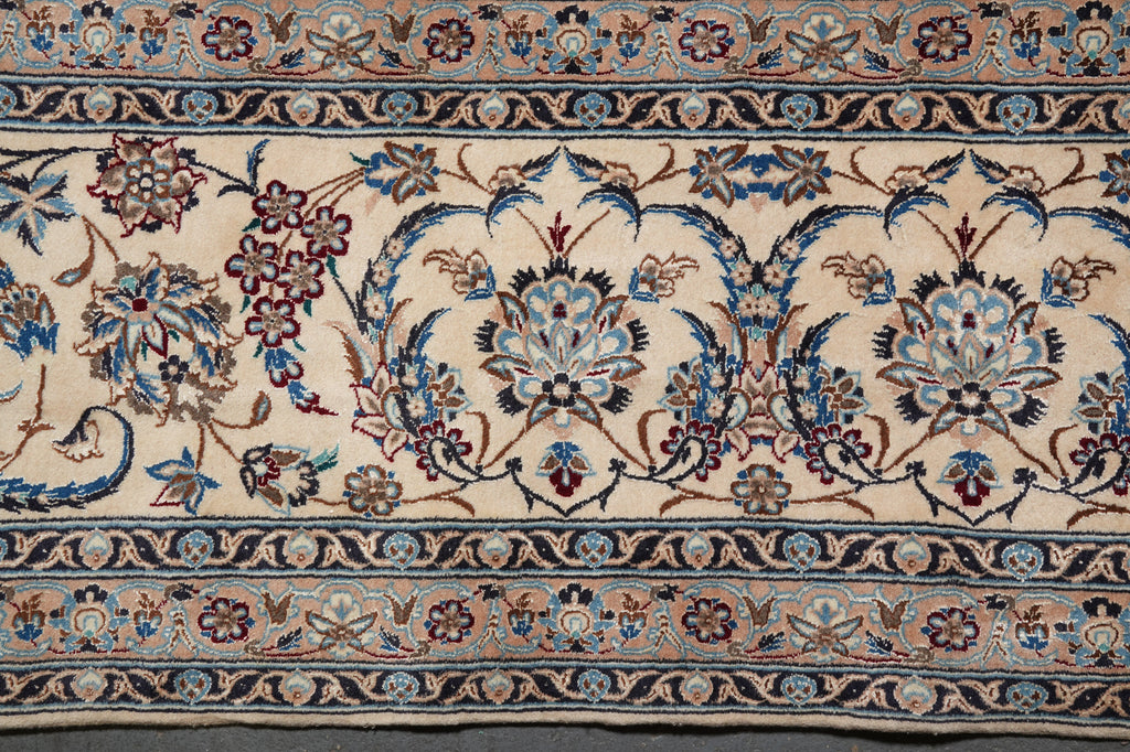13 x 19.4 Authentic Persian Blue Nain Rug Wool and Silk #PIX-12613
