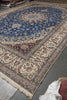 Load image into Gallery viewer, 13 x 19.4 Authentic Persian Blue Nain Rug Wool and Silk #PIX-12613