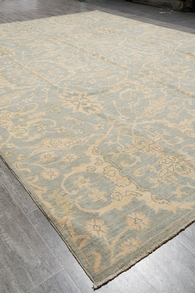 9 x 12 Light Blue Neutrals Handmade Chobi Rug #F-4234