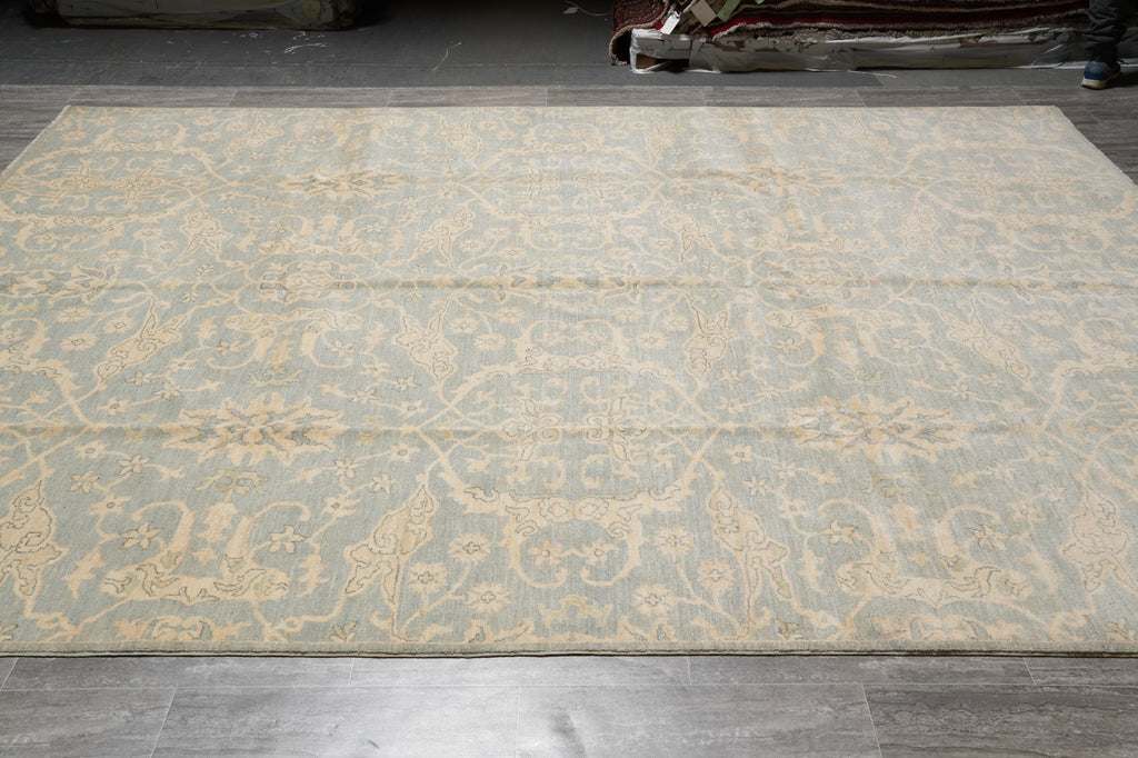 9 x 12 Light Blue Neutrals Handmade Chobi Rug #F-4234