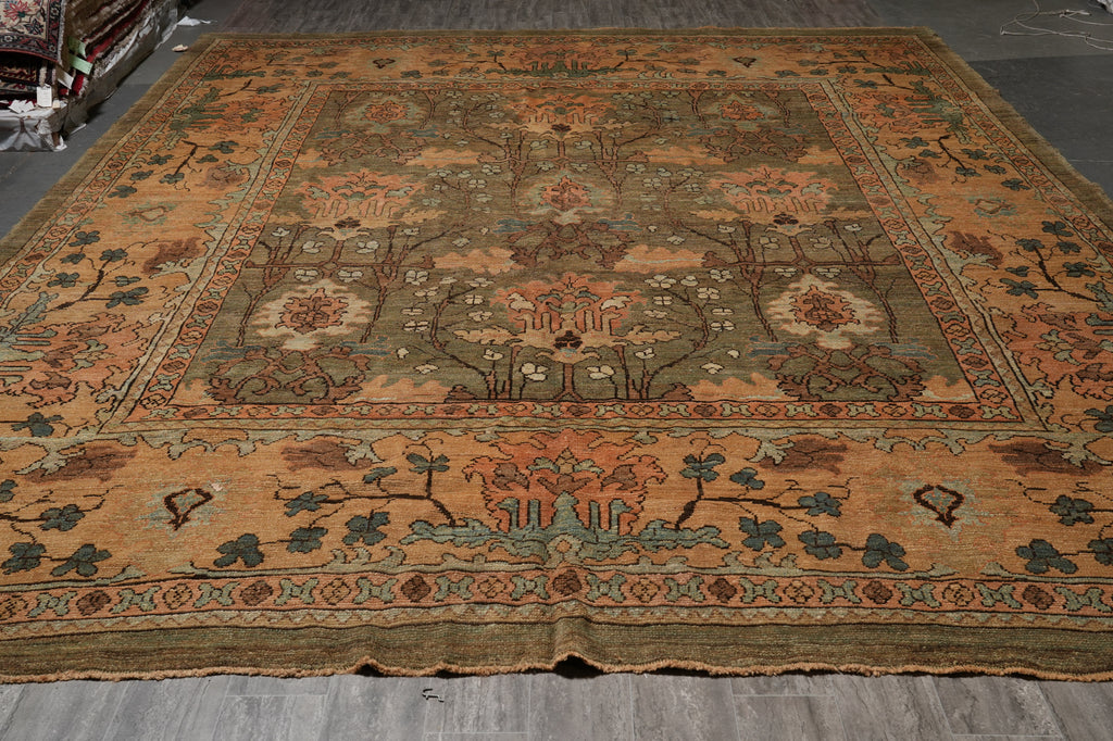 13 x 16.7 Oushak Large Rug Green Perfect Condition #PIX-6887