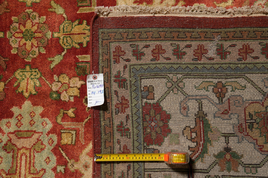14 x 19.5 Large Beautiful Oversize Handmade Agra Rug #PIX-16197