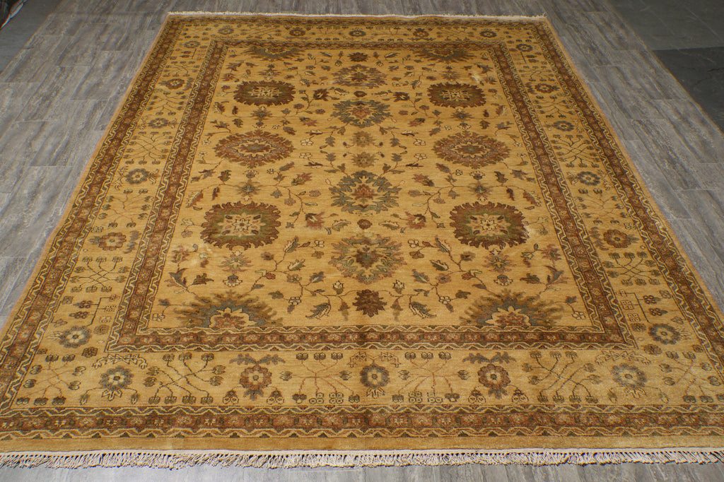 8 x 10.3 New Handmade Agra Rug Natural Wool #F-6523
