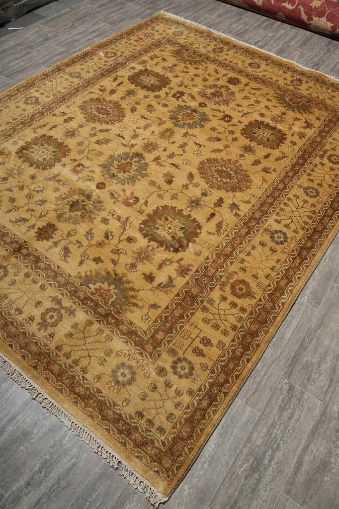 8 x 10.3 New Handmade Agra Rug Natural Wool #F-6523