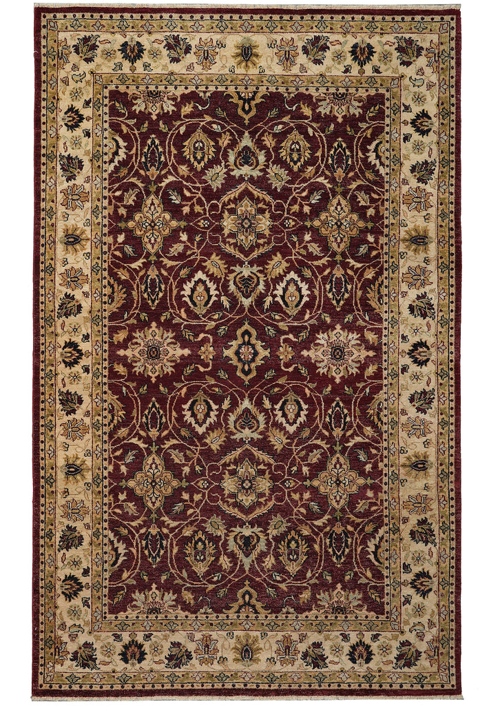 6 x 9 Rich Burgundy Quality Natural Silky Wool Hand-Knotted Zigler Chobi Rug #B-73624