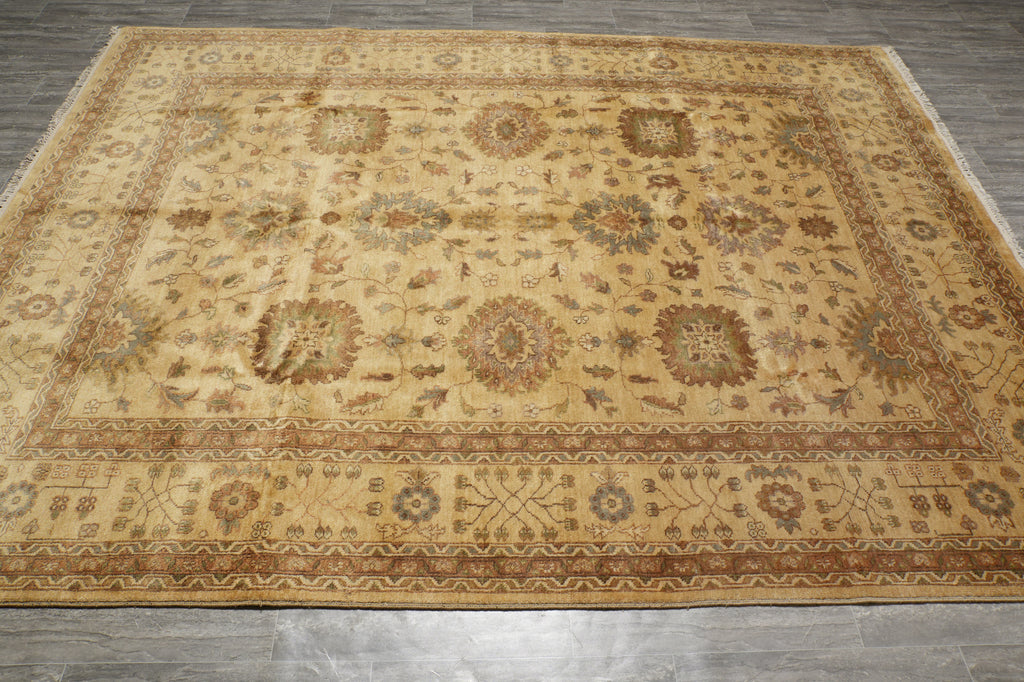 8 x 10.3 New Handmade Agra Rug Natural Wool #F-6523