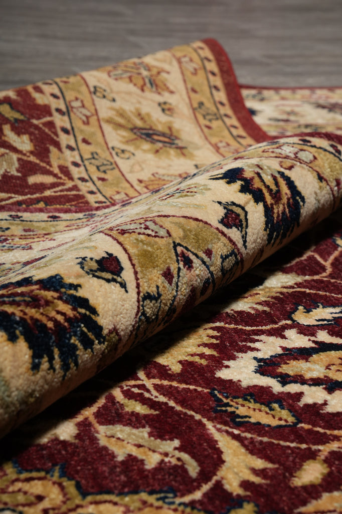 6 x 9 Rich Burgundy Quality Natural Silky Wool Hand-Knotted Zigler Chobi Rug #B-73624