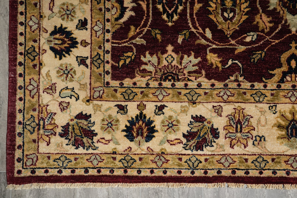 6 x 9 Rich Burgundy Quality Natural Silky Wool Hand-Knotted Zigler Chobi Rug #B-73624