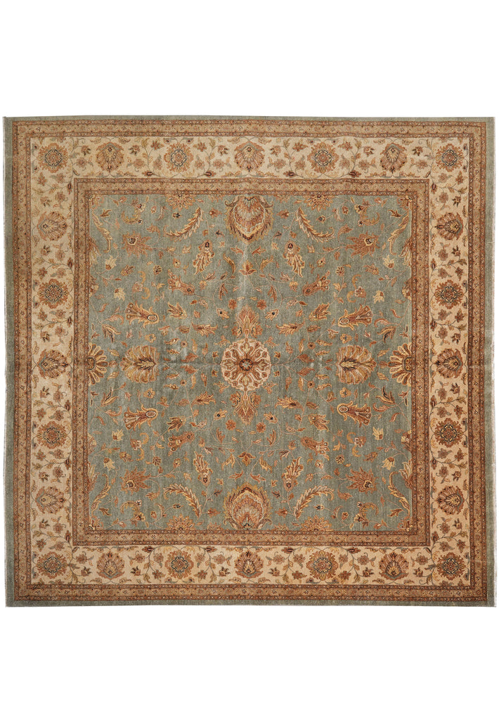 12 x 12 Feet Sqaure Natural Wool Chobi Peshawar Rug Green