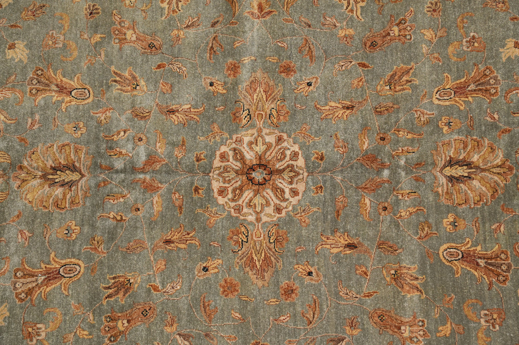 12 x 12 Feet Sqaure Natural Wool Chobi Peshawar Rug Green #B-78904