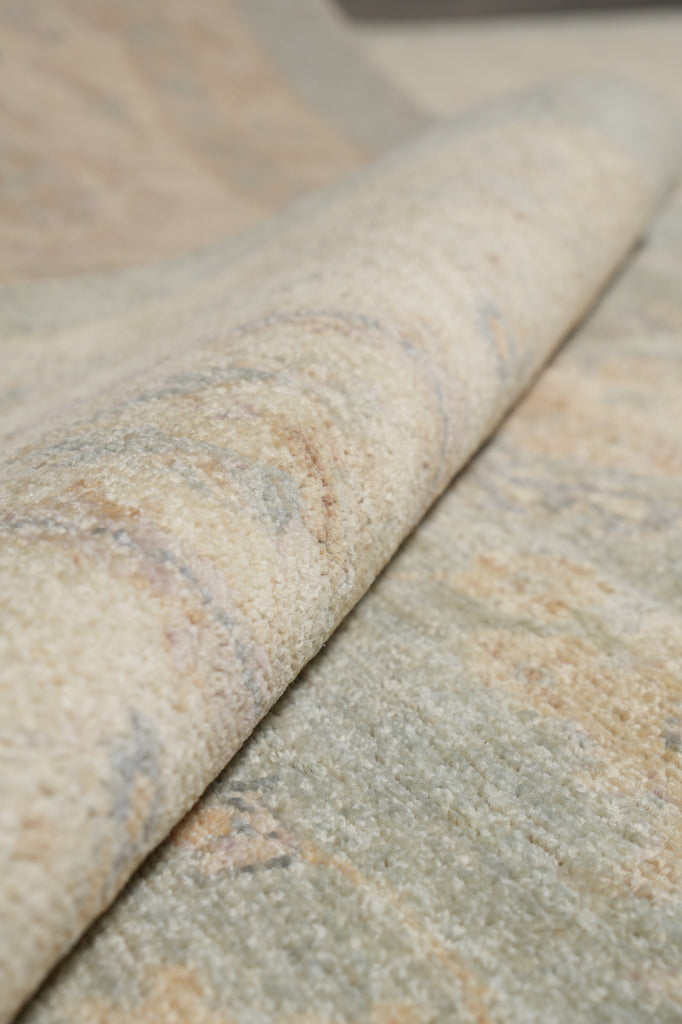 9.1 x 12 Antique Light Green Chobi Peshawar Rug Handmade Pakistan #F-4236