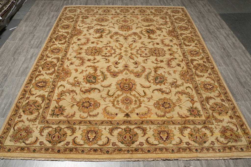8 x 10 Neutral Beige Gold Dense Natural Wool Rug #B-72525