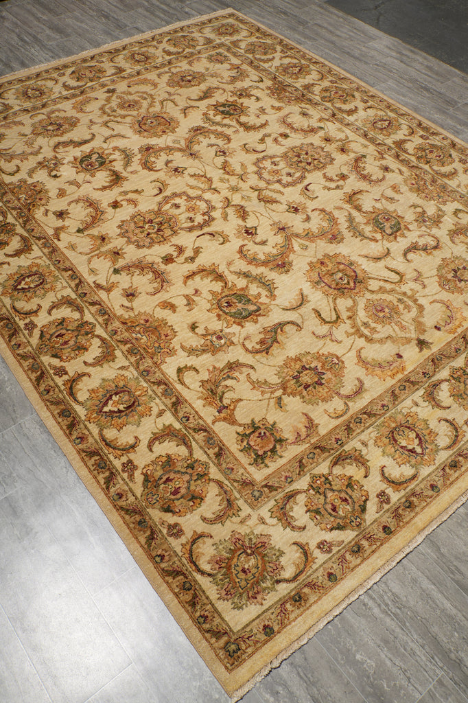 8 x 10 Neutral Beige Gold Dense Natural Wool Rug #B-72525