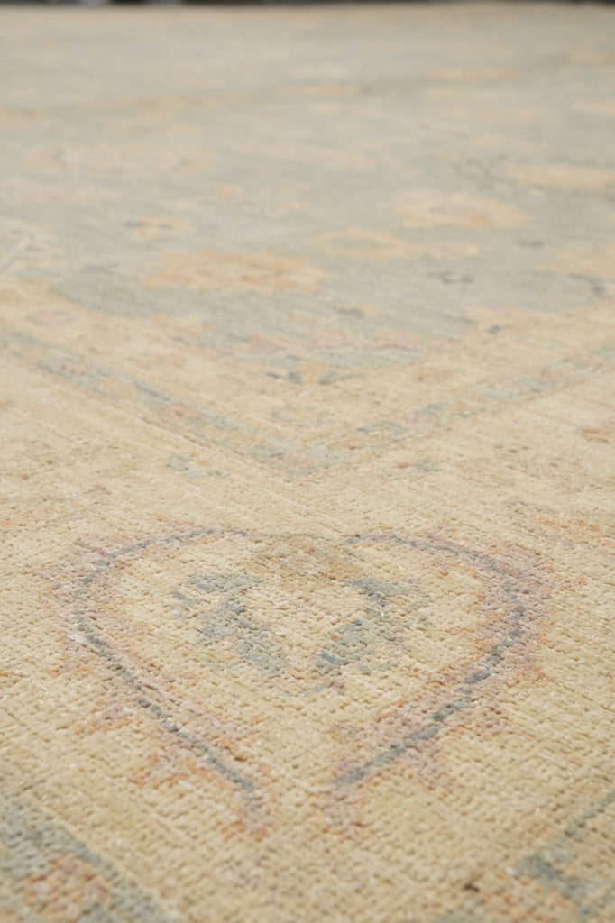 9.1 x 12 Antique Light Green Chobi Peshawar Rug Handmade Pakistan #F-4236