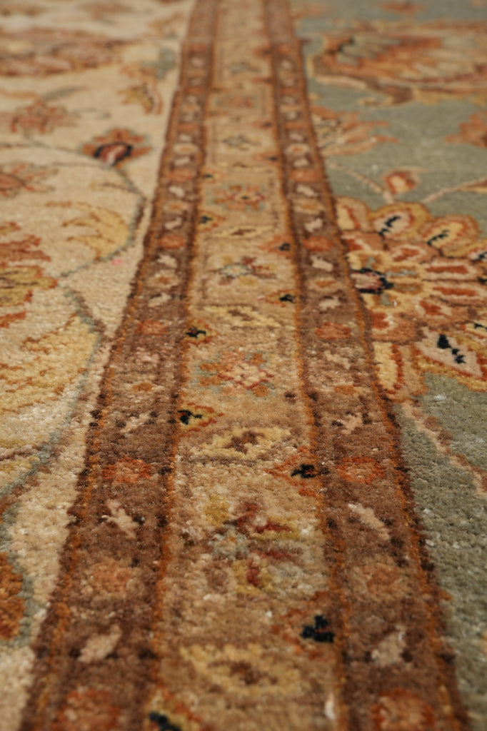 12 x 12 Feet Sqaure Natural Wool Chobi Peshawar Rug Green #B-78904