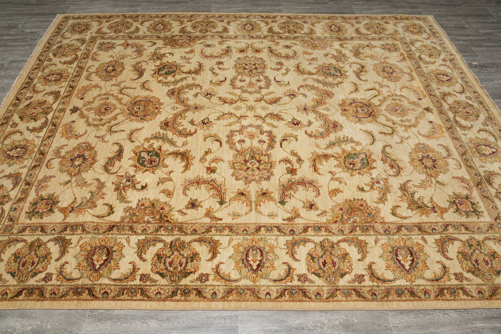 8 x 10 Neutral Beige Gold Dense Natural Wool Rug #B-72525