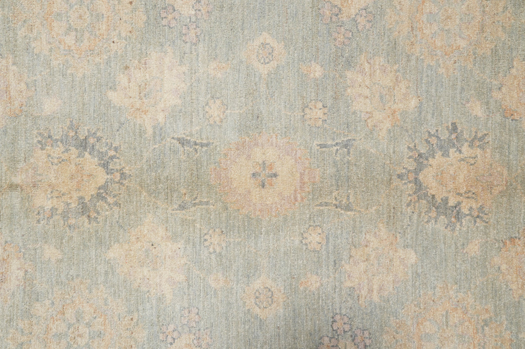 9.1 x 12 Antique Light Green Chobi Peshawar Rug Handmade Pakistan #F-4236