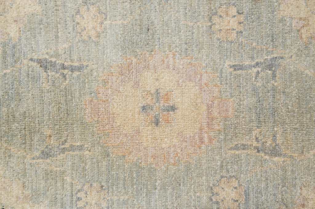 9.1 x 12 Antique Light Green Chobi Peshawar Rug Handmade Pakistan #F-4236