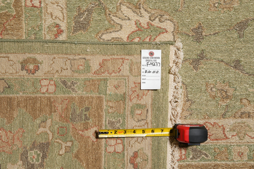 8.10 x12 Light Green Handmade Sumak Flat weave Soozani Rug #F-4237