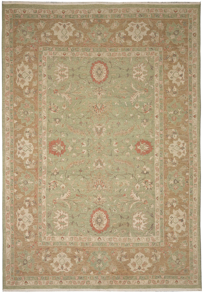 8.10 x12 Light Green Handmade Sumak Flat weave Soozani Rug #F-4237