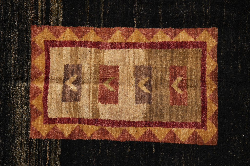 11.10 x 14.6 Quality Hand-Knotted Cotemporary Gabbeh Rug Black
