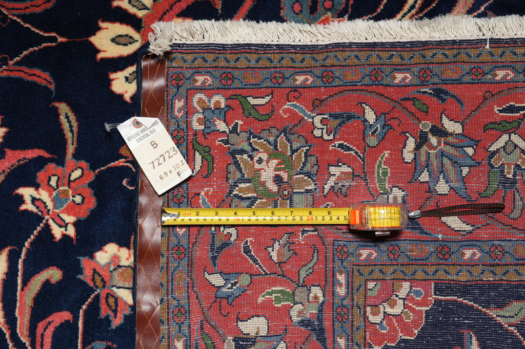 6.9 x 10 Navy Blue Fine Persian Sarouk Lilihan Rug 72723