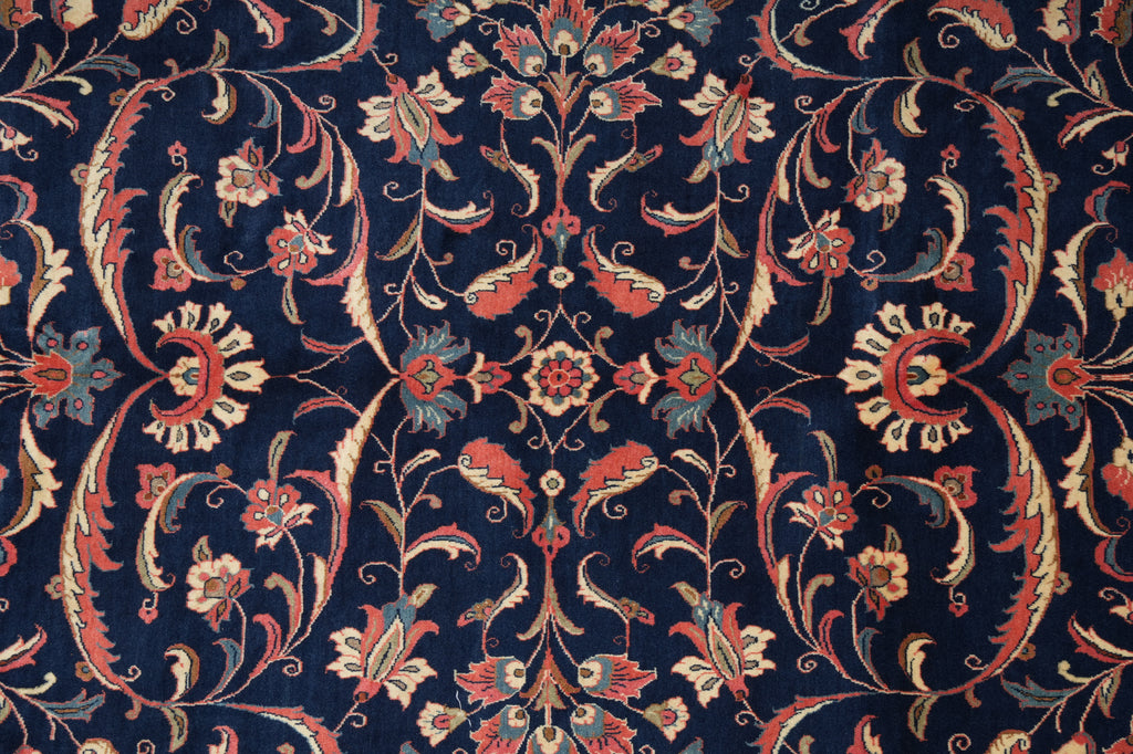 6.9 x 10 Navy Blue Fine Persian Sarouk Lilihan Rug 72723