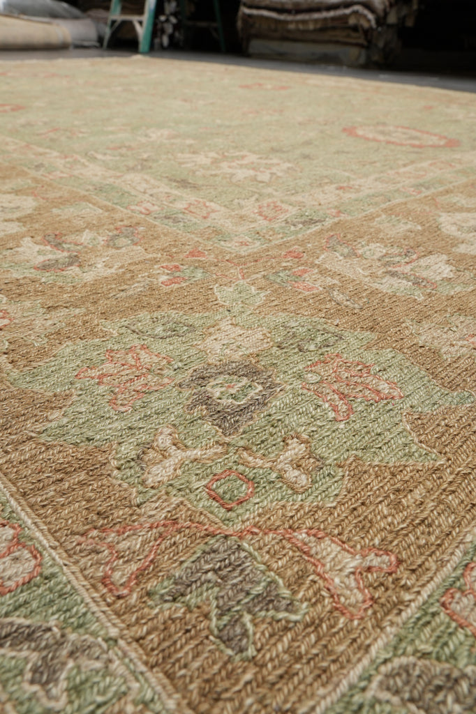 8.10 x12 Light Green Handmade Sumak Flat weave Soozani Rug #F-4237