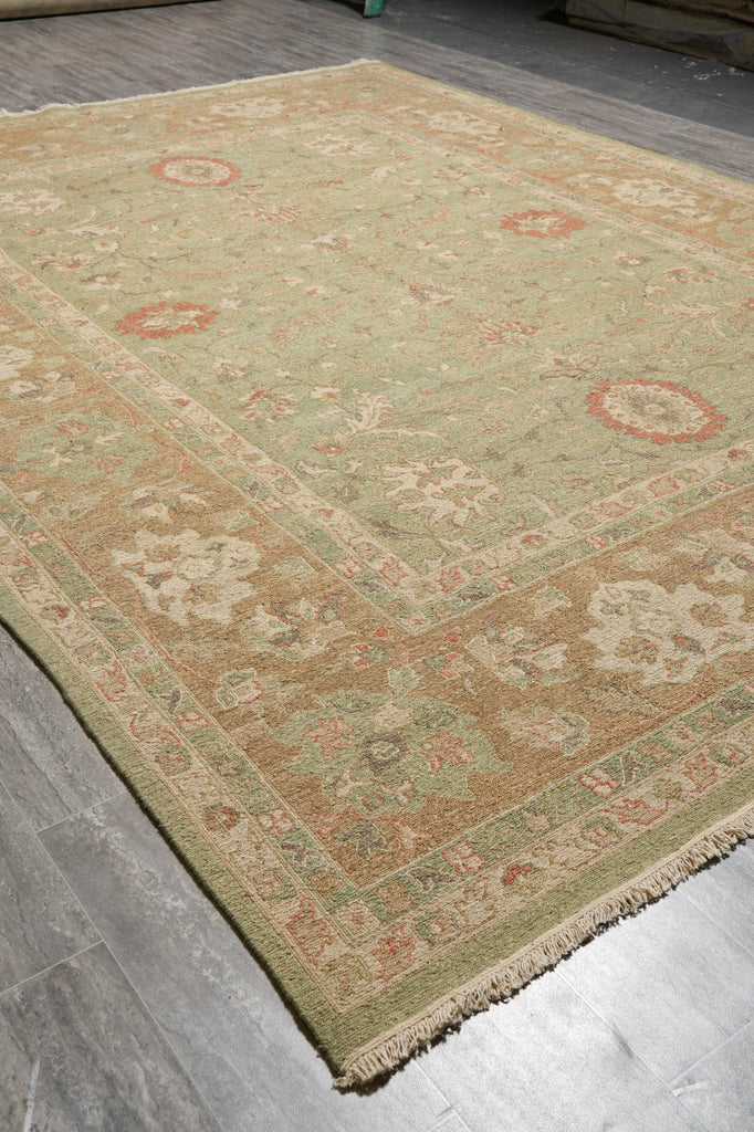 8.10 x12 Light Green Handmade Sumak Flat weave Soozani Rug #F-4237